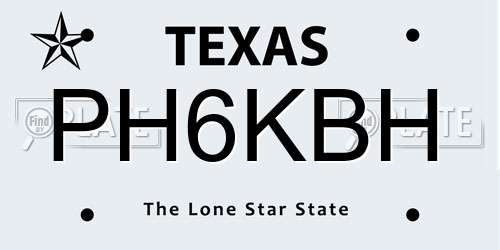 PH6KBH Texas License Plate