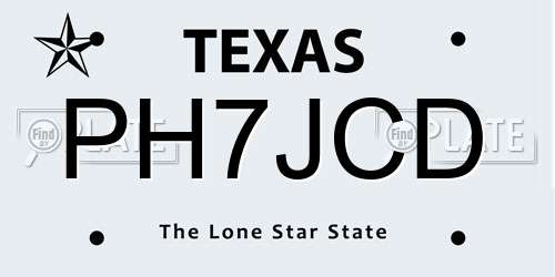 PH7JCD Texas License Plate