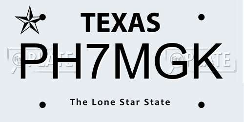 PH7MGK Texas License Plate