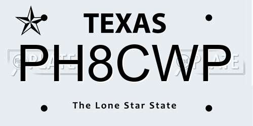 PH8CWP Texas License Plate