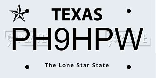 PH9HPW Texas License Plate