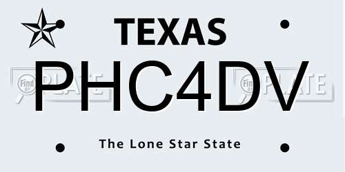 PHC4DV Texas License Plate