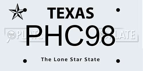 PHC98 Texas License Plate