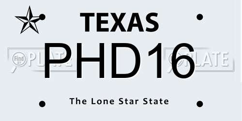 PHD16 Texas License Plate