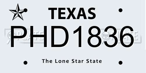 PHD1836 Texas License Plate