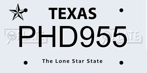 PHD955 Texas License Plate