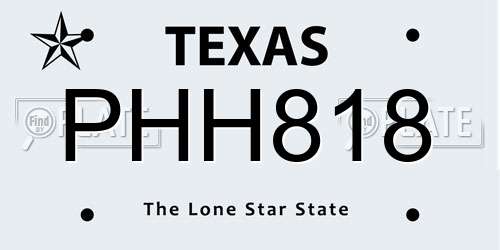 PHH818 Texas License Plate