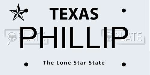 PHILLIP Texas License Plate