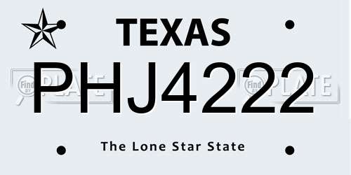 PHJ4222 Texas License Plate