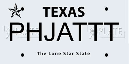 PHJATTT Texas License Plate