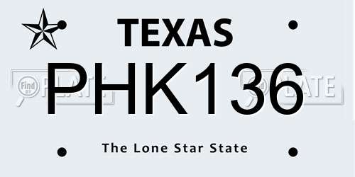 PHK136 Texas License Plate