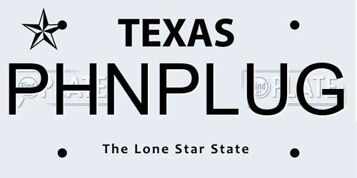 PHNPLUG Texas License Plate