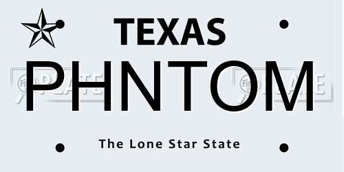 PHNTOM Texas License Plate