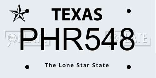 PHR548 Texas License Plate