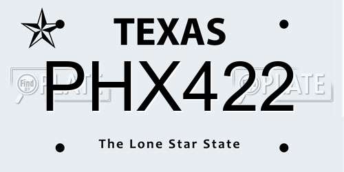 PHX422 Texas License Plate
