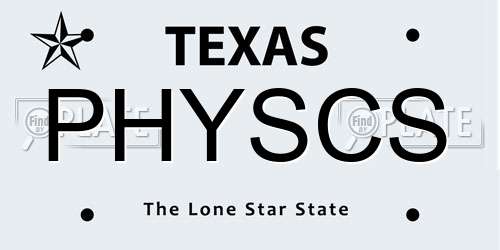 PHYSCS Texas License Plate