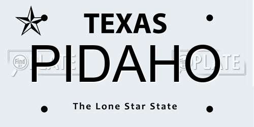 PIDAHO Texas License Plate