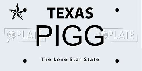 PIGG Texas License Plate