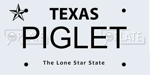 PIGLET Texas License Plate