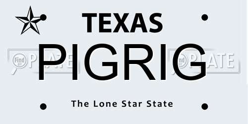 PIGRIG Texas License Plate