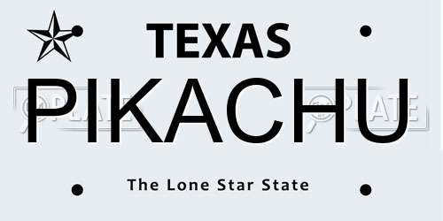 PIKACHU Texas License Plate