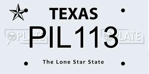 PIL113 Texas License Plate