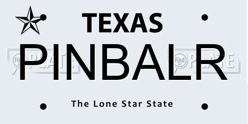 PINBALR Texas License Plate