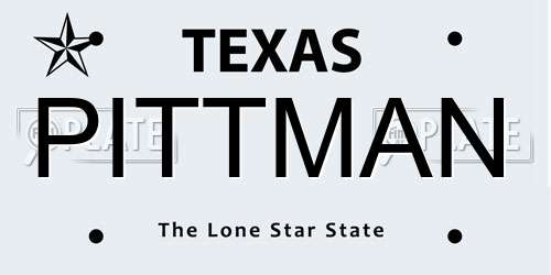 PITTMAN Texas License Plate