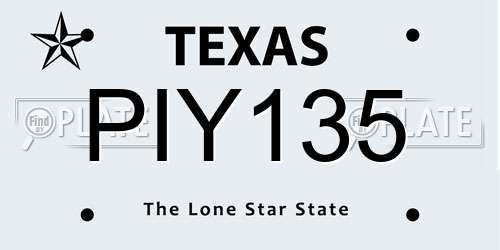 PIY135 Texas License Plate
