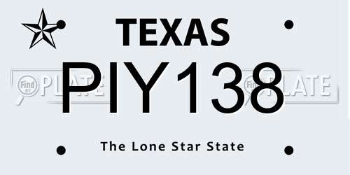 PIY138 Texas License Plate