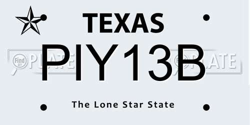 PIY13B Texas License Plate