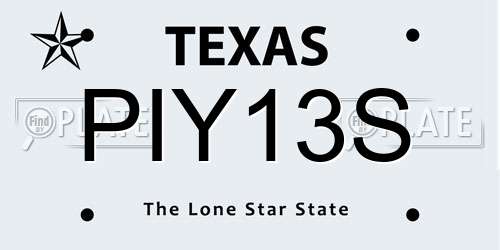 PIY13S Texas License Plate