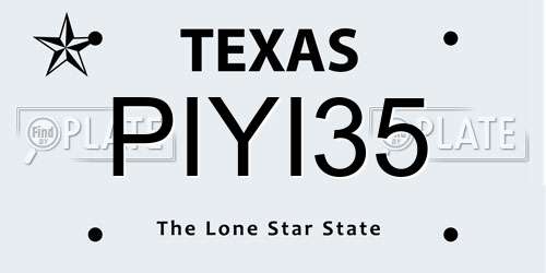PIYI35 Texas License Plate