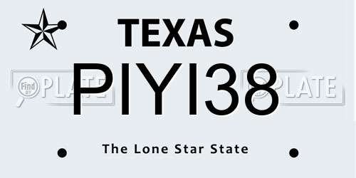PIYI38 Texas License Plate