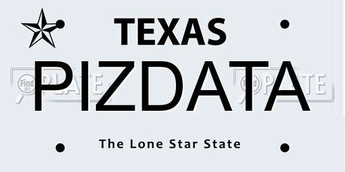 PIZDATA Texas License Plate