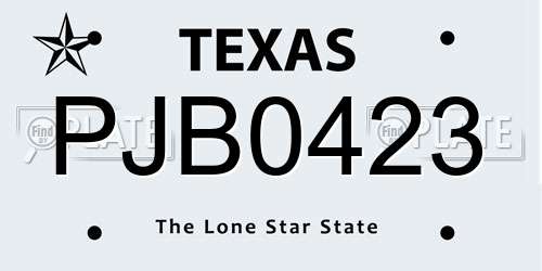PJB0423 Texas License Plate