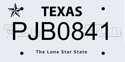PJB0841 Texas License Plate