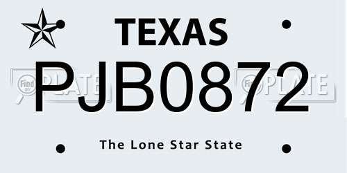 PJB0872 Texas License Plate