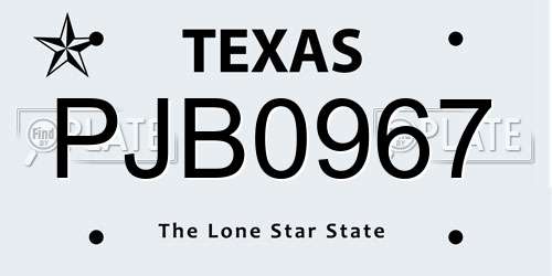 PJB0967 Texas License Plate