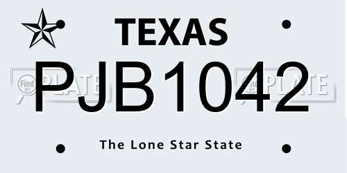 PJB1042 Texas License Plate