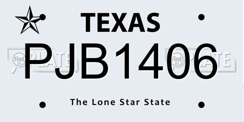 PJB1406 Texas License Plate