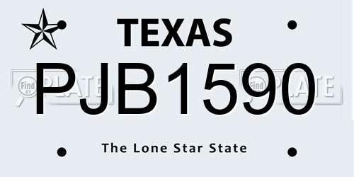 PJB1590 Texas License Plate