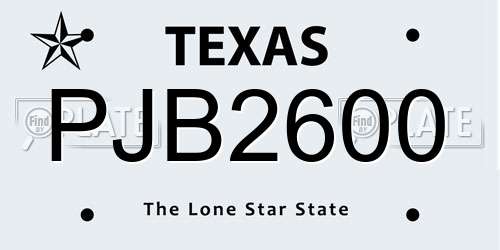 PJB2600 Texas License Plate
