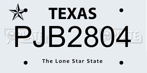 PJB2804 Texas License Plate