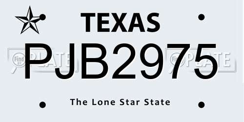 PJB2975 Texas License Plate