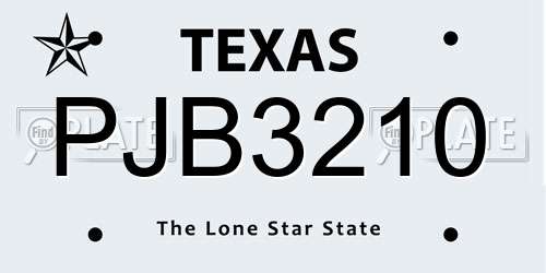 PJB3210 Texas License Plate