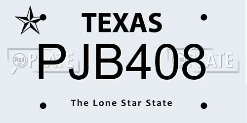 PJB408 Texas License Plate