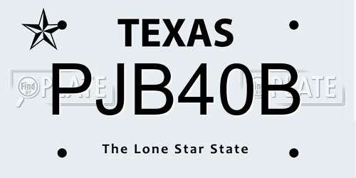 PJB40B Texas License Plate