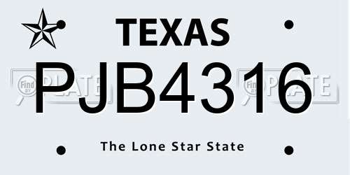 PJB4316 Texas License Plate