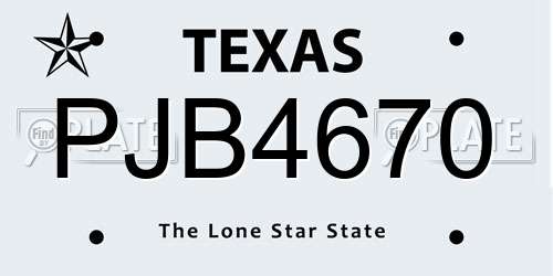 PJB4670 Texas License Plate